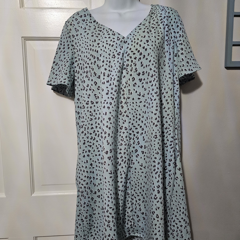 Beeson River Mint Green Leopard Print Midi Dress